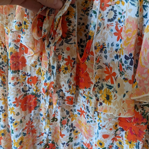 NWOT Free People Say It To Me Bodysuit Orange Floral Print Black Lace - Picture 6 of 9